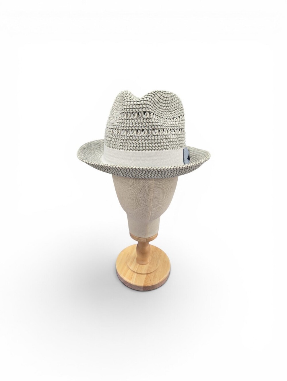 STACY ADAMS "ASHER" GREY PAPER BRAIDED STRAW FEDORA STYLE HAT. 11817 - Picture 2 of 7